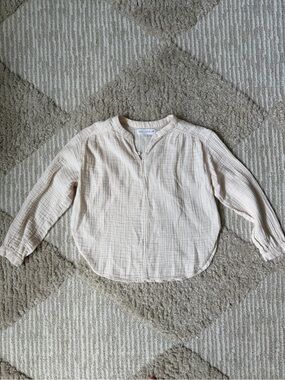 Girls' Zara Lightweight Cream Long-Sleeve Gauze Top